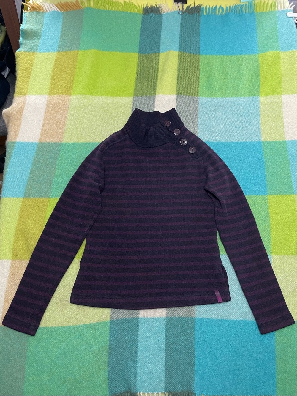 Mountain Hardwear purple striped wool-blend mock-neck sweater